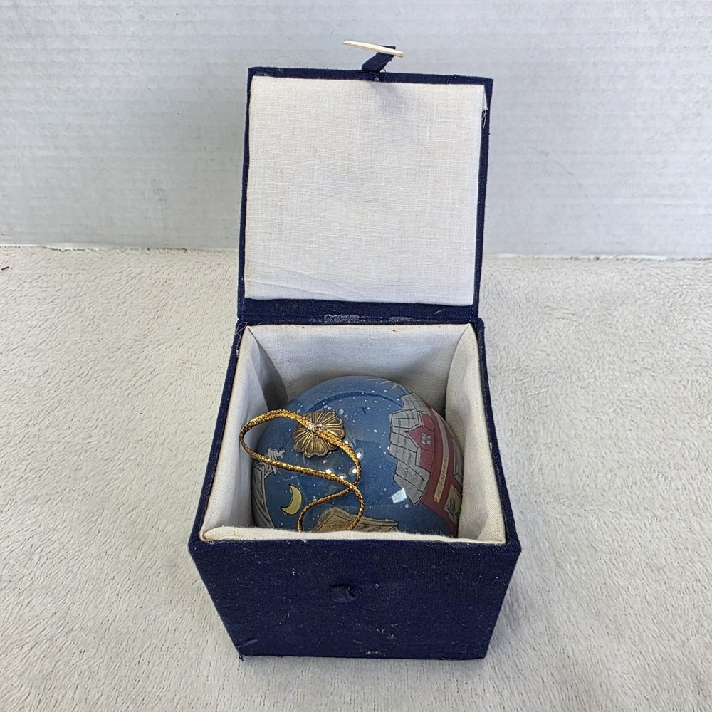 Li Bien Christmas Market Place Inside Hand Painted Glass Ornament